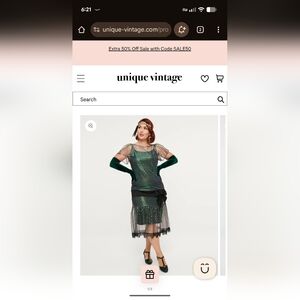 Unique Vintage Emerald and Black Sequin Dress